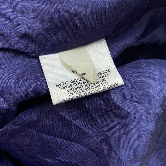 Eileen Fisher Dress Women XS Purple Shift Sundress Metallic Micro Stripe Pockets - Picture 12 of 13